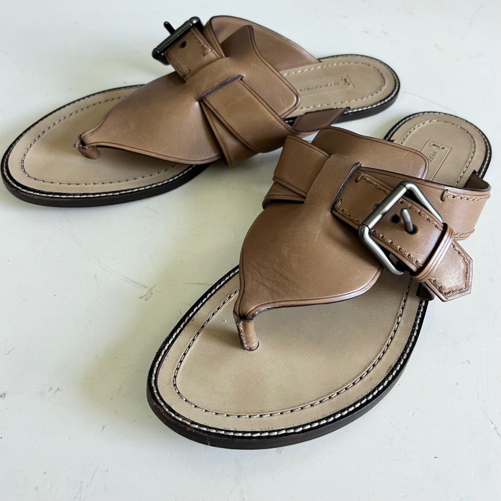 Reed Krakoff Sandals‎ size 9 minimalist Buckle toe loop Safari Brown Italy
